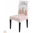 thumbnail image 6 of Chair Covers for Dining Room Set of 6,Merry Christmas Tree on Retro Linen Stretch Seat Protector Removable Washable Chairs Slipcovers for Kitchen Banquet Wedding Hotel,Beige Pink, 6 of 6