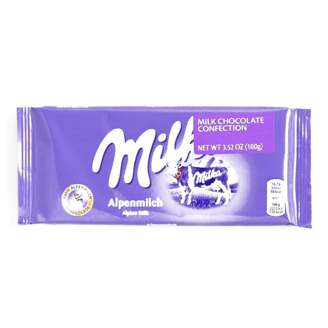 Milka Alpine Milk Chocolate Bar 3.8 oz each (4 Items Per Order, not per case)