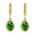 thumbnail image 1 of Nvzi Pendientes con circonitas, pendientes de acero inoxidable bañados en oro, colgante ovalado, pendientes de acero de titanio, pendientes (verde), 1 of 4