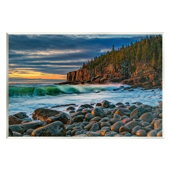 Stupell Rolling Waves Beach Rocks Coast Landscape Photography Wall Plaque Unframed Art Print Wall Art