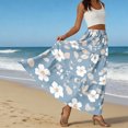thumbnail image 6 of LWavelet Women Floral Print Tiered Maxi Skirt Elastic Waist With Pockets Boho Summer Long Skirt Light Blue 2XL, 6 of 6