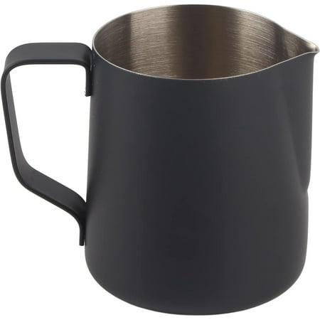 

Milk Frothing Pitcher Stainless Steel Pointed Mouth Coffee Frothing Pitcher with Inner Scale 350ML Black Milk Frother Cup Milk Steaming Pitcher for Cappuccino Latte Art(350ML)