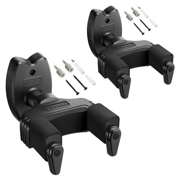 Soporte de pared para guitarra, paquete de 2 unidades, Donner Auto Lock, color negro