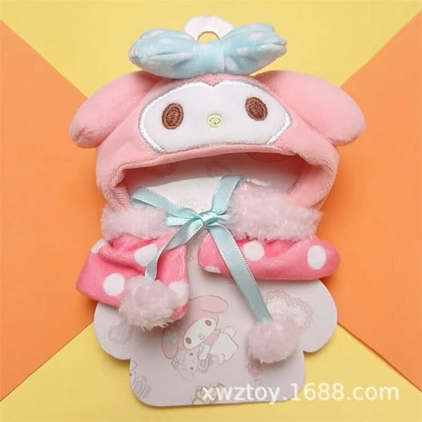 Ropa de muñeca Kawaii Sanrios Diy, accesorios de ropa, Kuromi Mymelody, Hello Kitty, Cinnamoroll, capa de peluche, capucha, sombrero, novedad de 2024