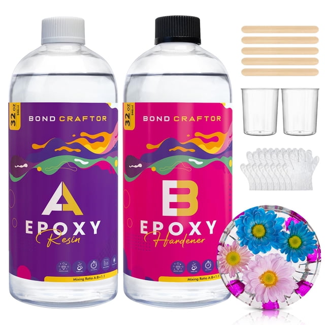 Kit de resina epoxi Bond Craftor 64 oz transparente apta para alimentos