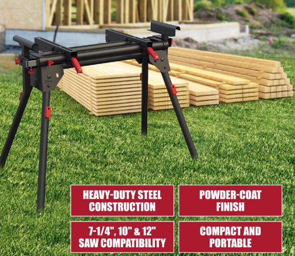 HYPER TOUGH HYPER STACK HEAVY DUTY 500-LB MITER SAW STAND, SUPPORTS 10′ BOARDS