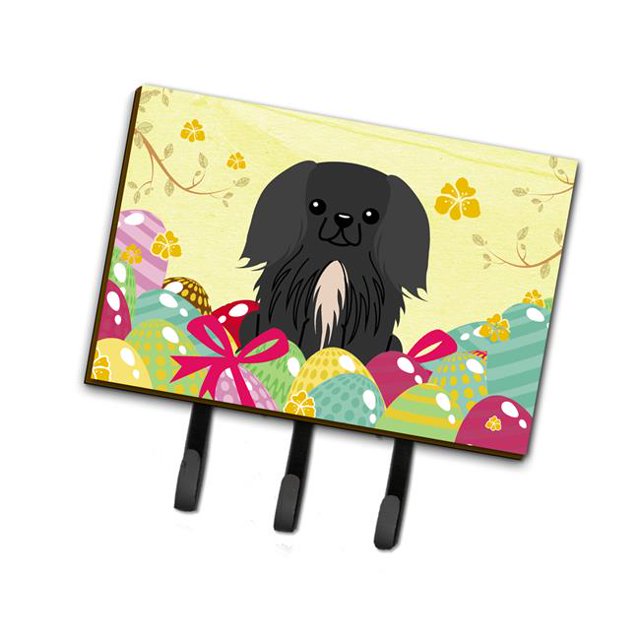 Easter Eggs Pekingnese Black Leash or Key Holder