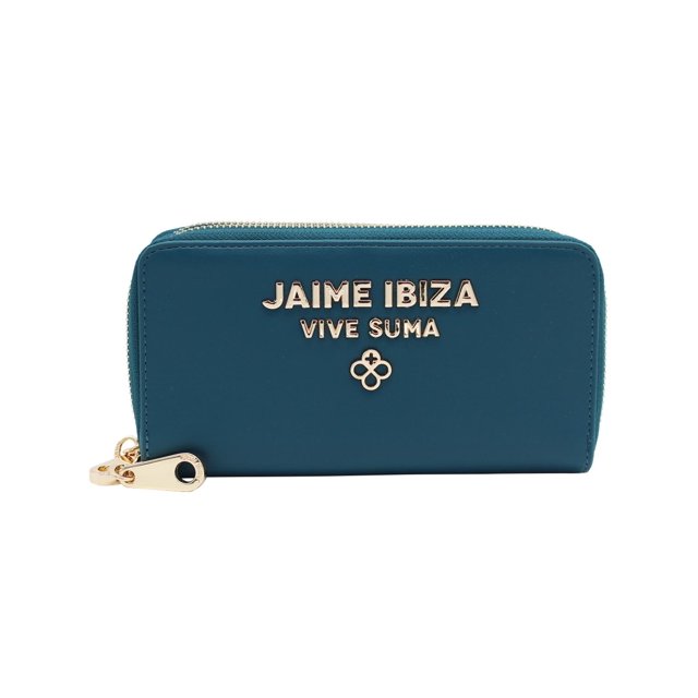 JAIME IBIZA Cartera Mediana Doble JI450 Para Mujer Ligera y Comoda azul petroleo Mediana