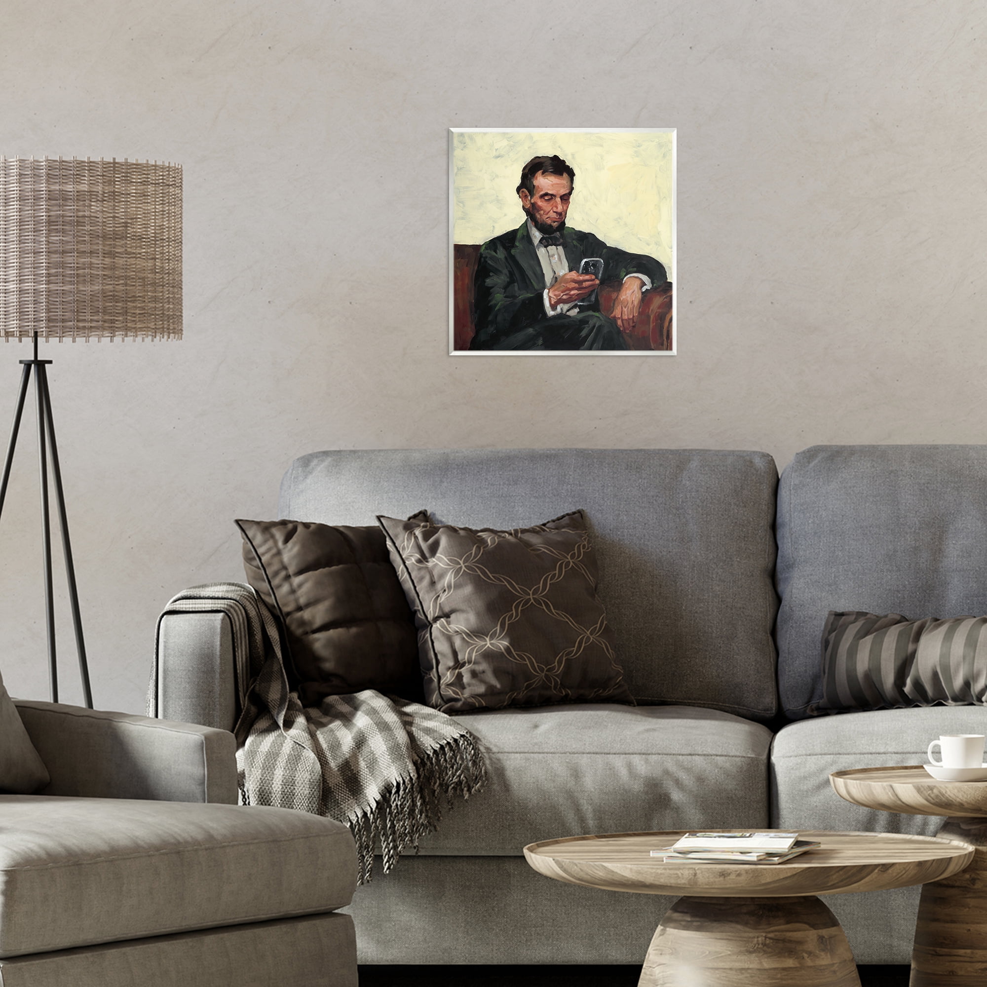 Stupell Industries Abe with Cellphone Wall Plaque Art, design by Studio Bautista