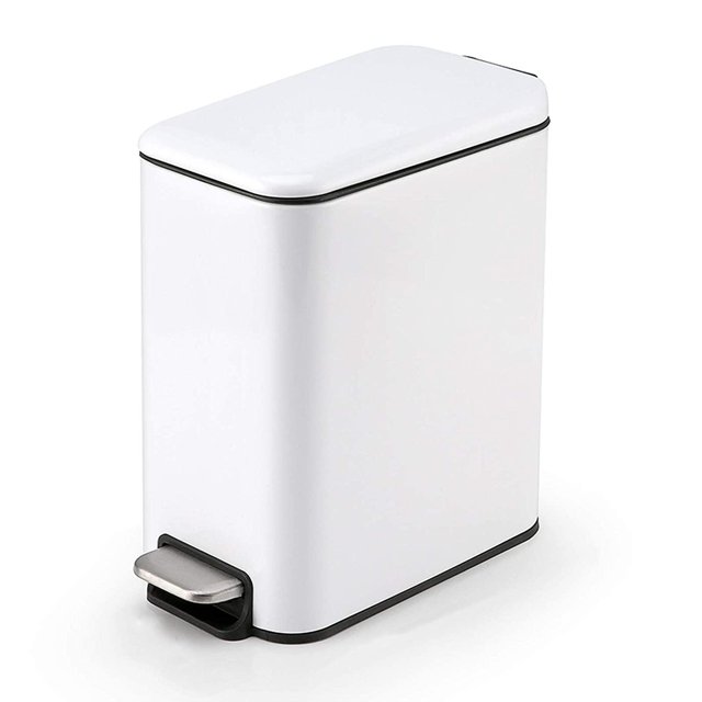 CLTEC Cubo de basura pequeño de 5 litros/1.3 galones con tapa de cierre suave, color blanco CLTEC 1