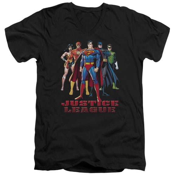 JLA Justice League In League S/S Adult V-Neck Black