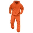 thumbnail image 5 of Blekii Mens Fleece Lined Sweatsuit Set, Men's Solid Color Sweatshirt & Sweatpants Set, Long Sleeve Hoodie & Jogger Pants, Casual Lounge Wear for Fall Winter, Fleece Lined Hoodie And Pants Loungewear, 5 of 9