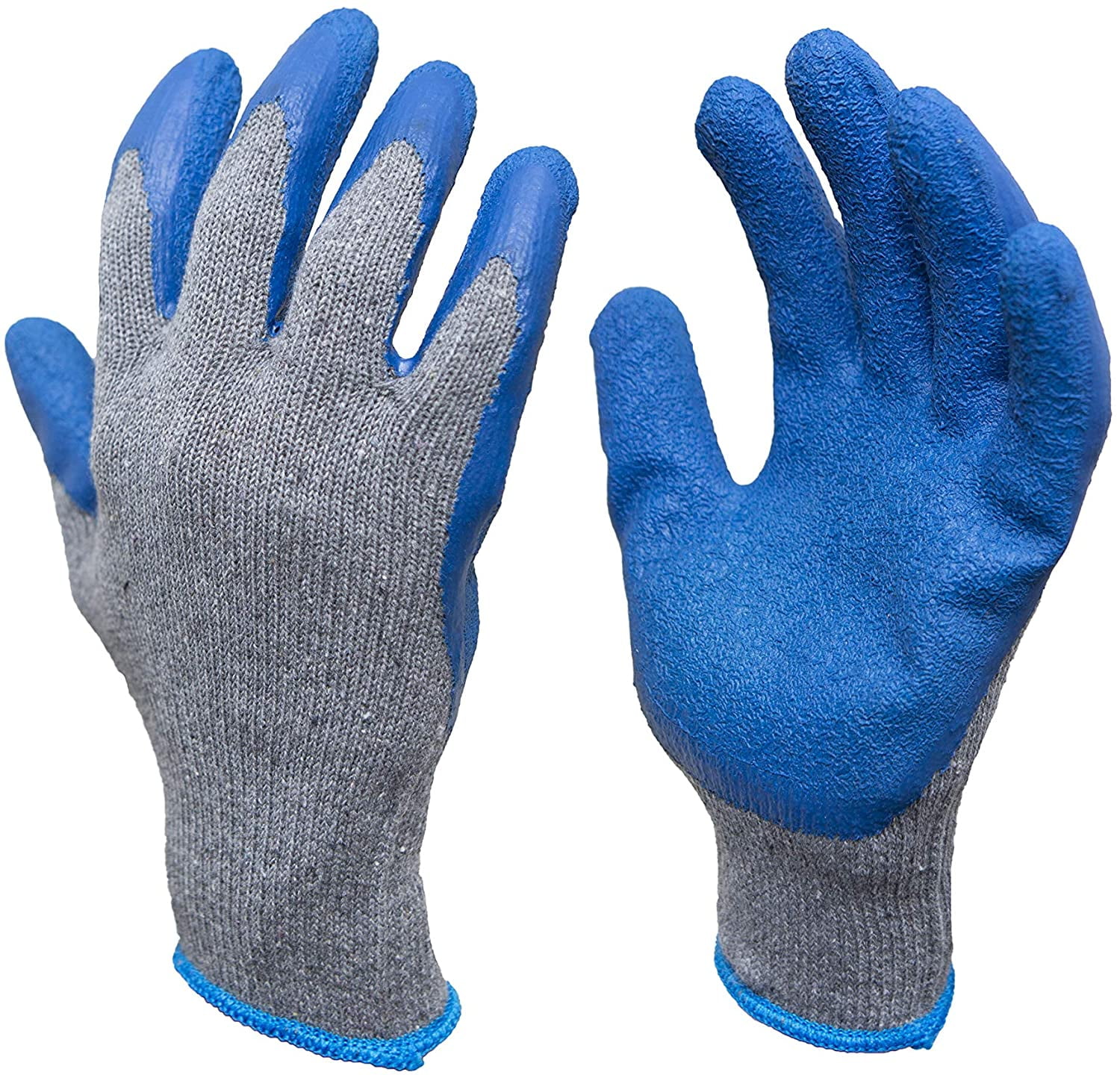 L or XL Orange Latex Grip Builders Safety Work Gloves X 5 PAIRS 