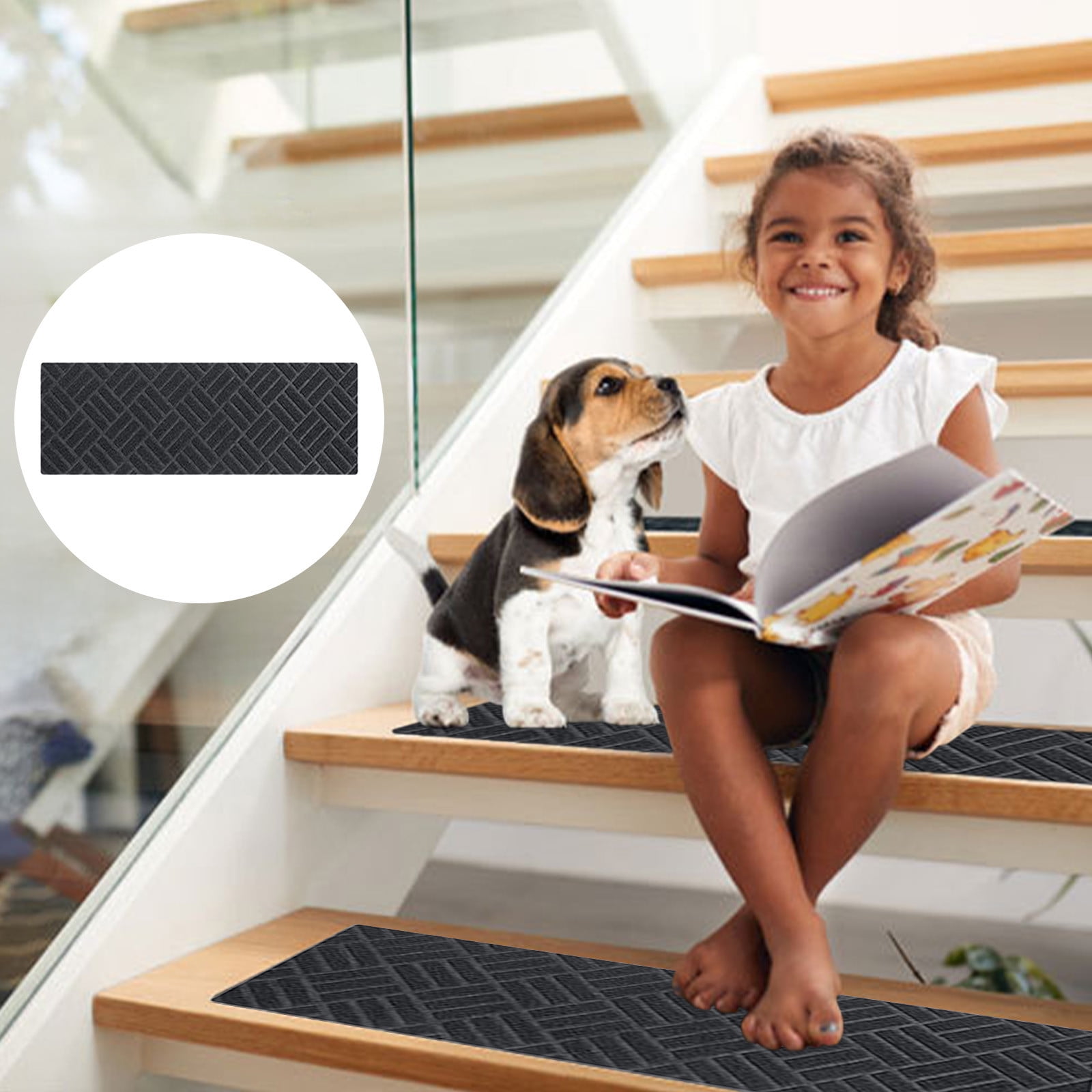 Giunmcul 8X30In Non Slip Floor Mats Embossed Non lip Stair Mats Dirt Proof Step Stickers Suitable for Children The Elderly and Pet with Reusable Adhesive Tax Free Weekend Walmart