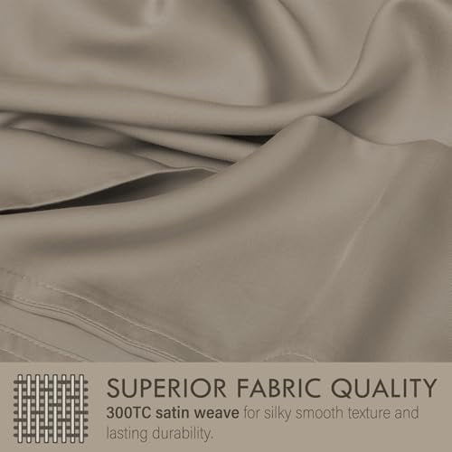 ClevaHome 4-Piece Queen Bamboo Bed Sheet Set, 100% Organic Cooling Fabric, 16" Deep Pocket, Taupe