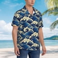 thumbnail image 2 of Lsque Japanese Water Wave pattern Hawaiian Shirt for Men, Unisex Summer Beach Casual Short Sleeve Button Down Shirts-XX-Large, 2 of 9