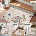 thumbnail image 6 of Rectangle Area Rug 2x3ft, Easter Rabbit Flower Retro Linen Non-Slip Non-Shedding Floor Mat, Spring Flower Fallen Leaf Washable Sturdy Carpet for Living Room Bedroom Home Decor, 6 of 9