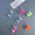 thumbnail image 4 of URTERYSER 1 Pair Fashion Lovely Candy Color Cartoon Gummy Bear Resin Dangle Drop Earrings Color 2, 4 of 7
