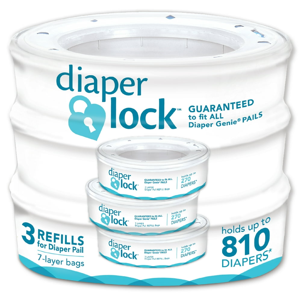 Diaper Lock Refill compatible with all Diaper Genie pails 3pk, 270ct