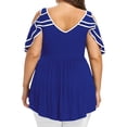 thumbnail image 3 of Gvmfive Womens Plus Size Cold Shoulder Lace Asymmetrical Tops Short Sleeve Tunic Blouse, 3 of 4