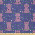 thumbnail image 2 of Ambesonne Cat Fabric by the Yard Microfiber, Mystic Starry Kitten, 1 Yard, Blue Violet and Pink, 2 of 2