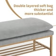 thumbnail image 6 of End of Bed Bench with Shelf, Linen Upholstered Storage Shoe Bench, 6 of 8