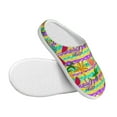 thumbnail image 3 of Daiia Multicolored Tropical Print Women’s Fuzzy Slippers Memory Foam Lightweight House Shoes Cozy Loafer Flannel House Shoes-46/47, 3 of 7