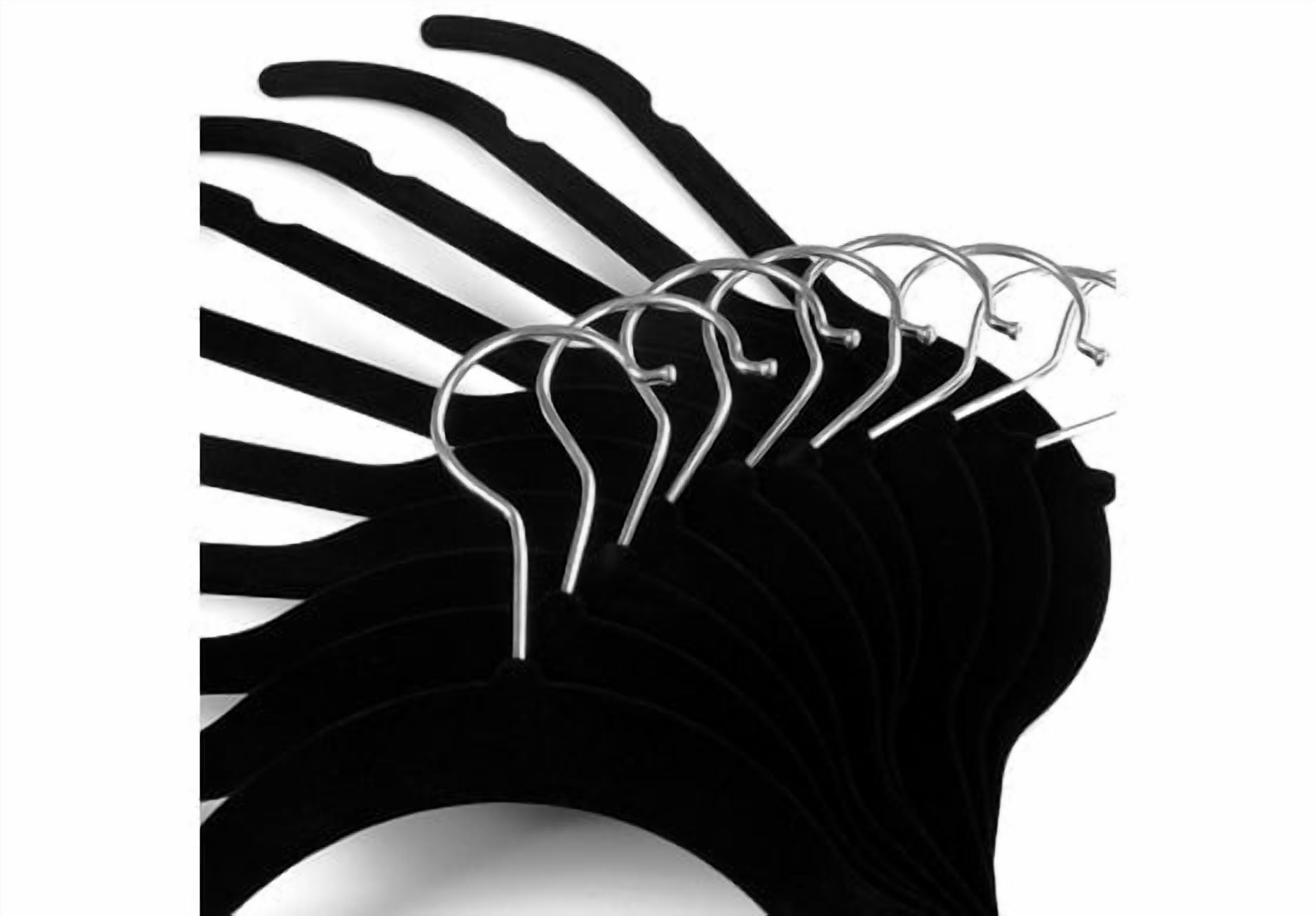 NAHANCO Slimline Velvet Shirt Hangers w/Notches, Black