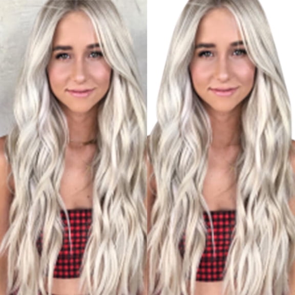 UTOURS Women Mix Colors Gradient Long Curly Synthetic Wig Full Wig Wavy Wig   White