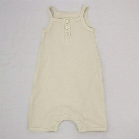 

dmqupv 2 Year Old Clothes Boy Baby Girls Boys Cotton Summer Solid Sleeveless Ribbed Romper Bodysuit Pack Beige 0-6 Months