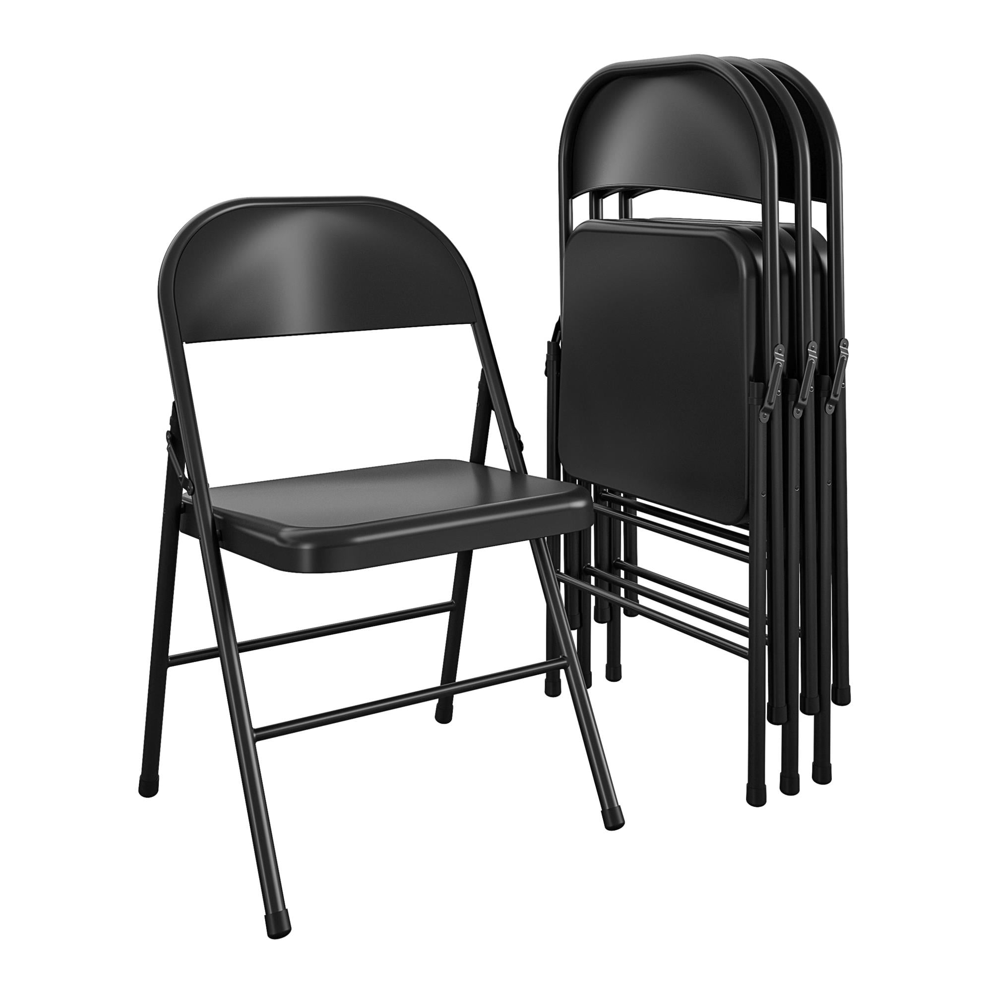 Mainstays Steel Folding Chair, Black, Set of 4