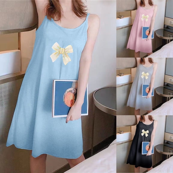 Swuxness Women's Short Nightdress Sleeveless Soft Comfortable Breathable Pajamas Dress