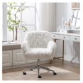 thumbnail image 2 of Drevy Fuzzy Desk Chair Fluffy Office Chair Faux Fur Desk Chair Modern Swivel Chair with Armrest Vanity Chair Soft Comfortable for Woman Girl Living Dressing Room White, 2 of 7