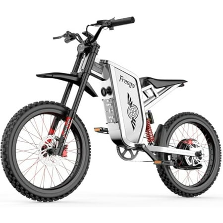 Freego X2PRO Electric Dirt Bike for Adults, Electric Motorcycle 6000W(Peak) Motor 60V 30Ah Battery, 7 Speed 28MPH Off Road Electric Bicycle, 19x2.75 Tire Full Suspension, Grey