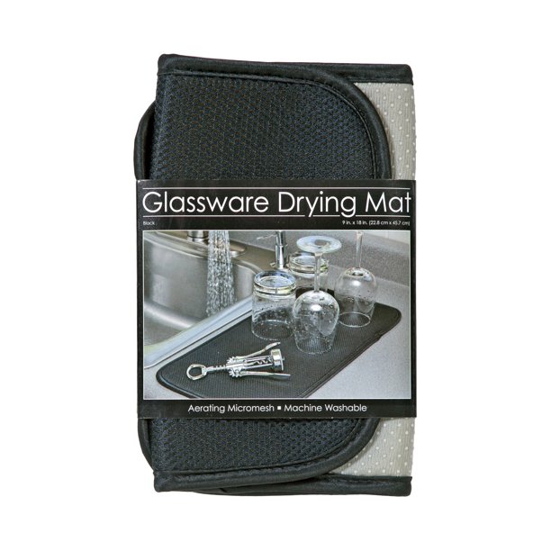 S&T Microfiber Glassware & Barware Drying Mat Black