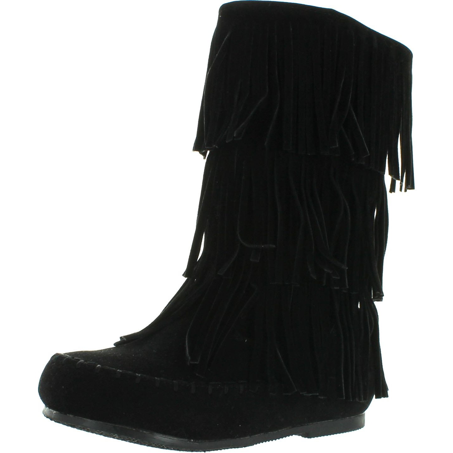 Pierre Dumas Girls Apache-6 Fringe Moccasin Boots, Black, 3 - Walmart.com