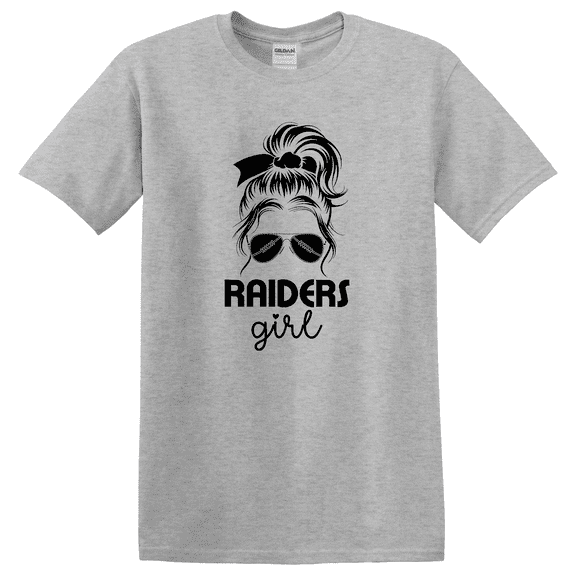 Football Raiders Girl Messy Bun Inspired Graphic T-Shirt