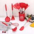 thumbnail image 4 of Ensemble d'Ustensiles de Cuisine en Silicone, Ustensiles de Cuisine 15 Pcs Ensemble d'Ustensiles de Cuisine, Batterie de Cuisine en Silicone Antiadhésive et Résistante à la Chaleur avec Poignée en Acier Inoxydable, Batterie de Cuisine Sans BPA Ensemble d'Outils de Cuisine, Rouge, 4 of 8