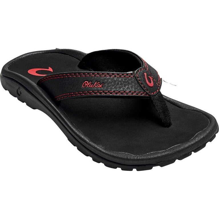 Boys OluKai Ohana Thong Sandal Black Sour Cherry Synthetic 13 1 M