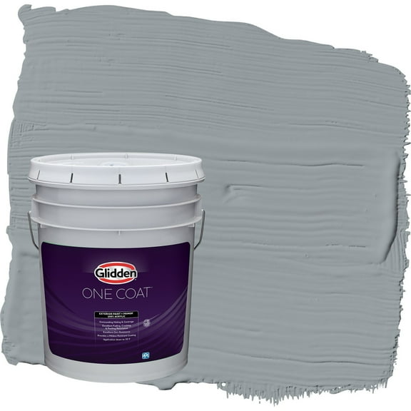Glidden One Coat UFO / Gray Semi-Gloss Exterior Paint with Primer, 5 Gallon