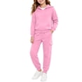 thumbnail image 6 of Ulanda Kids Sweatsuits 2 Piece Set Boys Girls Athletic Tracksuit Tween Trendy Jogging Suits Fall Winter Sweatpants Hoodie (Pink, 9-10 Years), 6 of 6