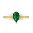 thumbnail image 2 of 1.0ct pear cut green emerald 14k yellow gold Bridal Wedding Engagement Promise Anniversary Ring for Women size 10.25, 2 of 7