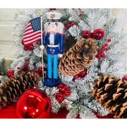 Santa's Workshop Marine Nutcracker with Flag - 14