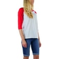 thumbnail image 4 of ToBeInStyle Women's Classic Cotton Baseball T-Shirts - White/Red - Medium, 4 of 6