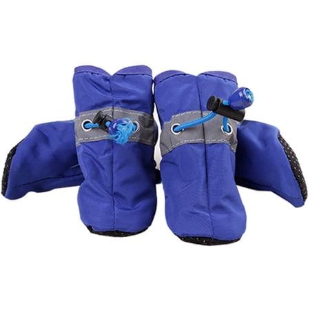 4 Pcs/lot Waterproof Dog Shoes with Cashmere Warm Inner Anti-Slip Shoes Small Dog Rain Snow Boots