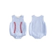 thumbnail image 2 of BemeyourBBs Newborn Baby Boy Baseball Outfits Summer Romper Overalls Clothes Baseball Embroidered Loose Fit Crew Neck Sleeveless Infant Jumpsuit Playsuit, 2 of 9