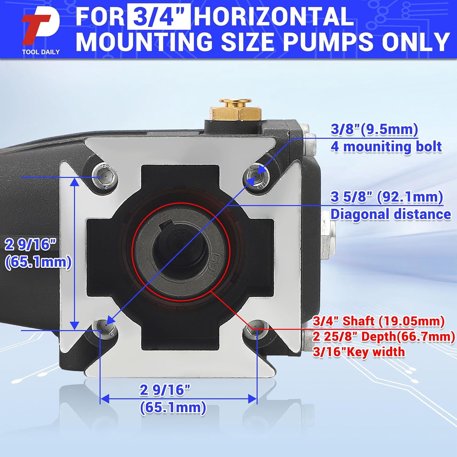 FIXFANS Horizontal Triplex Pressure Washer Pump, 3/4" Shaft Replacement Power Washer Pump 2600-3200 PSI, 2.4 GPM, Compatible with Simpson 90036 MSH3125 Honda GC190 GX200 GX160