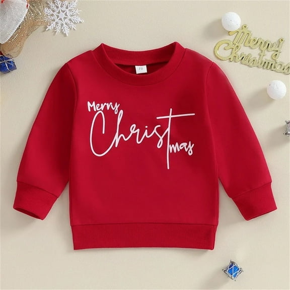 XXWXYD Toddler Boys & Girls Christmas Sweatshirt, Merry & Bright Pullover Shirts with Long Sleeve, Cute Winter Sweatshirt for Kids