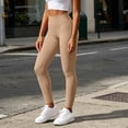 thumbnail image 6 of MXUIKV Leggings Pants for Women Tight Fitted Elastic High Waist Workout Yoga Trousers Solid Color(Medium,Khaki), 6 of 7