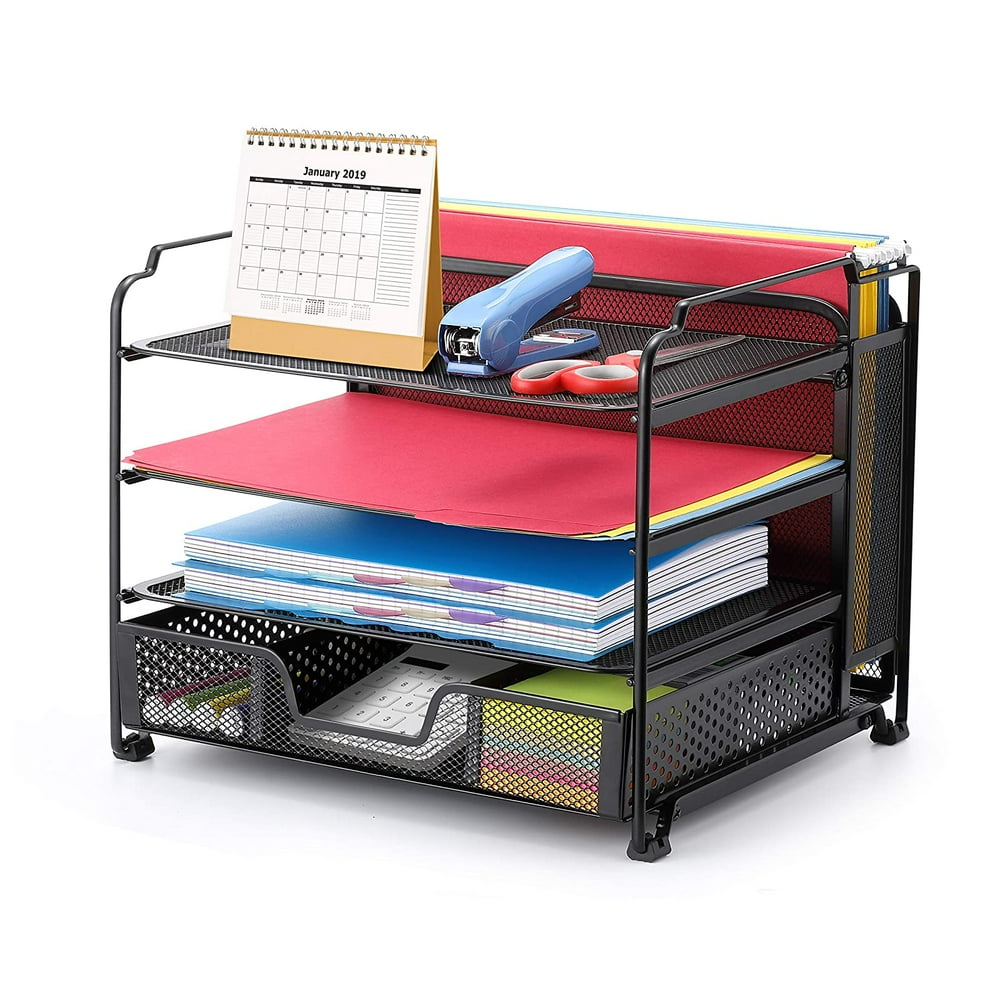 Simple Trending 4-Trays Mesh Office Supplies Desk Organizer, Desktop